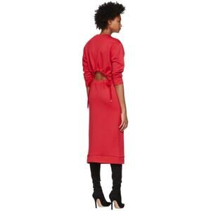 Tibi Midi Red Open Back terry Sweatshirt Dress small